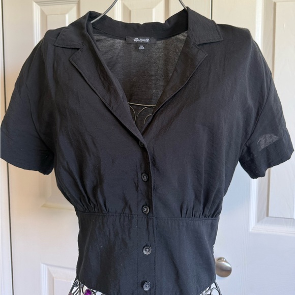 Madewell Tops - Madewell Black Button-Front short sleeve collard  Blouse. XS